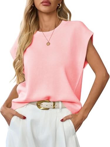 Image of GREAIDEA Womens Sleeveless Sweater Vest Crewneck Cap Sleeve Knit Tops Trendy 2026 Summer Spring Business Casual Shirts