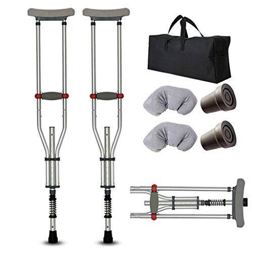 Muletas Plegables para Adultos con Resorte Amortiguador, cómoda muleta médica con Doble Amortiguador, Altura Ajustable, aleación de Aluminio Keep it in Mind