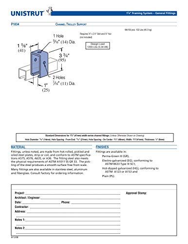 Genuine Unistrut P1834-Eg Channel Trolley Track Intermediate Support Hanger Bracket For All 1-5/8" Strut Channel #TOP4