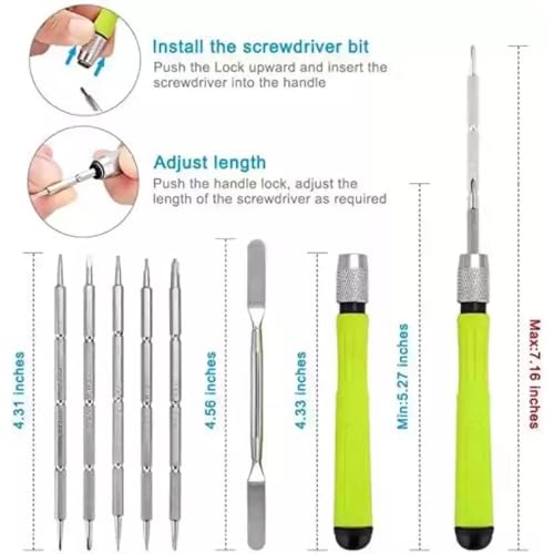 Image of 6 in 1 Reversible Precision Screwdriver Tools Kit with Phillips PH00 PH0 PH1 Torx T8 T10 Slotted for Mobile Phone, iPhone, Tablet, Laptop and Smart Gadgets (Multi Color)