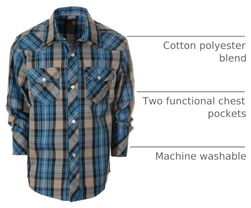 Image of Gioberti Boys Casual Western Plaid Long Sleeve Pearl Snaps Shirt