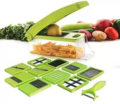 AK Ultimate 12 in 1 Multi-Purpose Vegetable and Fruit Chopper, Fruit Grater, Slicer Dicer, Chipper, Peeler | Hand Chopper, Cutter (Multicolor) Easy Cutting of Fruits Vegetables Chopper