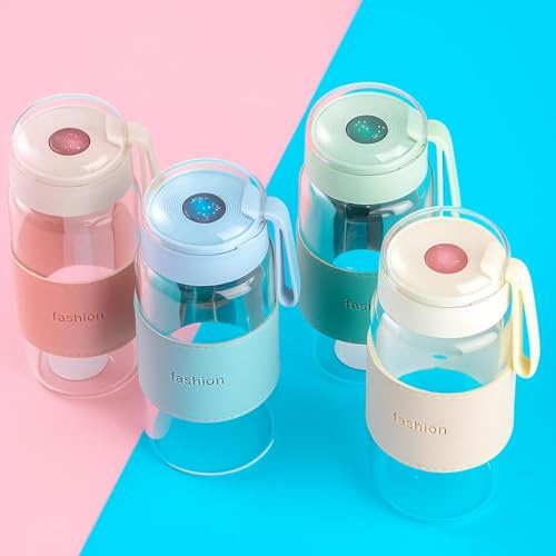 Image of Mini Water Bottle - Small Glass Water Bottle, 340ml Leak-proof Travel Bottle for Kids, Girls, Boys Double-Walled Bottle for Baby, Coffee, Office, School, Picnic (Multicolour)
