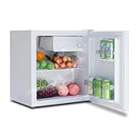 SMETA Mini Fridge 46L Table Top Small Fridge for bedroom,Countertop fridge with Reversible Door,6-Level Adjustable Thermostat,39dB Quiet,Energy Efficient,Perfect for Office & Bedroom & Hotel,White