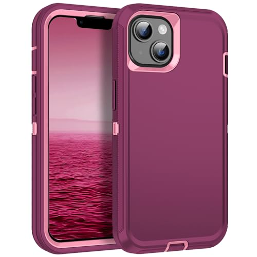Coque iPhone 15/14/13 antichoc type coque robuste intégrale rose 6.1"