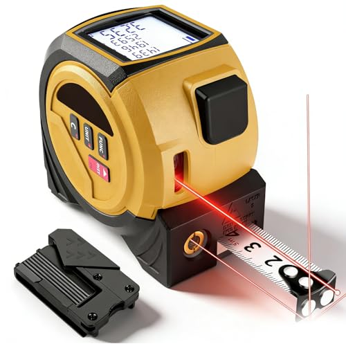 Laser a croce e display retroilluminato: metro laser professionale con funzione di marcatura laser a croce, che fornisce un buon riferimento per linee orizzontali e verticali per progetti di ristrutturazione. proietta nitidi segni a croce per un allineamento del bersaglio senza sforzo. Lo schermo HD retroilluminato visualizza i dati in tempo reale anche negli angoli bui del cantiere.