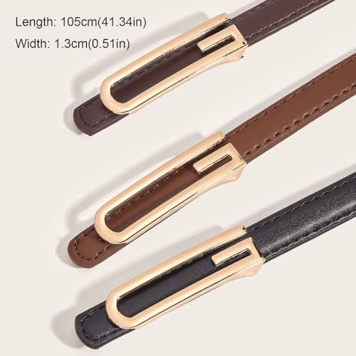 Casual Vntage Thin Luxury Design Women Man Trouser Dress Belts Waist Strap Leather Belt Metal Slide Buckle Belt Trendy Waistband(black)2