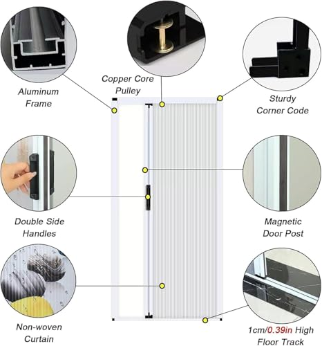 Porte accordéon coulissante personnalisable – Porte intérieure pliante rétractable avec rideaux 100 % occultants, kit d'installation facile pour chambre à coucher, placard, séparateur de pièce (188 x
