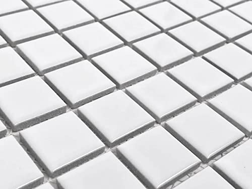 Tenedos O8-8MFP-H5LM-CA Square White Porcelain Mosaic For Bathroom, Wall, Entrance, Pool, Shower, Floor Tile thumb #5