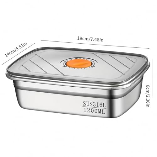 Image of STARKENDY (3PCS -1200ml Stainless Steel Food Storage Containers | 316 Food Grade Fridge storage container Leakproof Kitchen Organizer | Freshness Locking, Microwavable & Freezer Safe