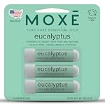 MOXĒ Eucalyptus Essential Oil Nasal Inhaler, Sinus & Congestion Relief, Daily Relaxation, Stress Relief, Therapeutic No-Mess Aromatherapy, Pure and Natural, Made in USA (3 Pack) packaging may vary