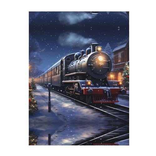 Couverture de Noël Train Chemin de Fer Plaid Chaud Canapé Lit - 2
