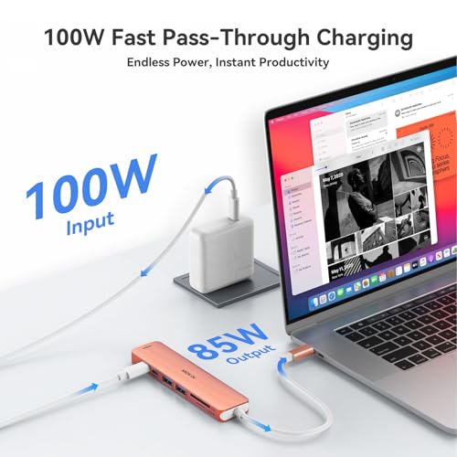 Image of USB C Hub HDMI Adapter for MacBook Pro /Air, MOKiN 7 in 1 USB C Dongle with HDMI, SD /TF Card Reader, USB C Data Port,100W PD, and 2 USB 3.0 Compatible for MacBook Pro /Air, Dell XPS, Lenovo Thinkpad.