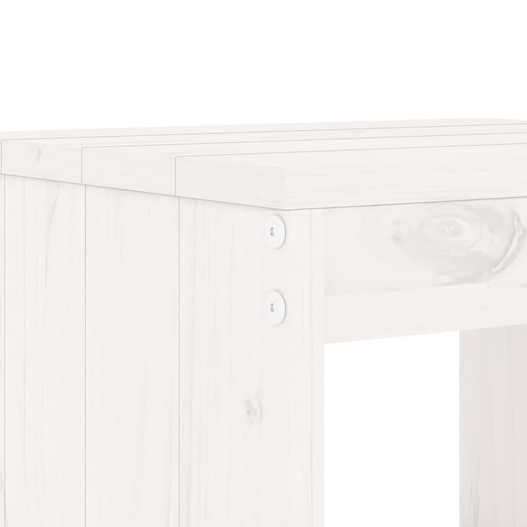 Sgabello da giardino, 2 pezzi, bianco, 40 x 36 x 45 cm, in legno massello di pino, rustico per terrazza e balcone, sgabello per esterni senza schienale con poggiapiedi, portata fino a 110 kg