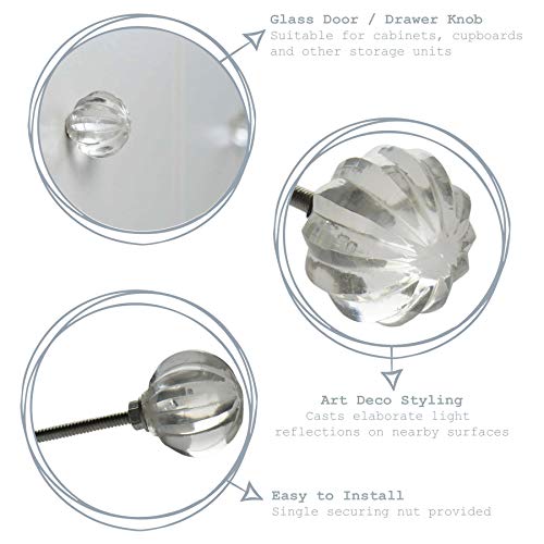 Nicola Spring Glass Cupboard Drawer Handle Knobs - Round Design - Pack of 6 - Image 2