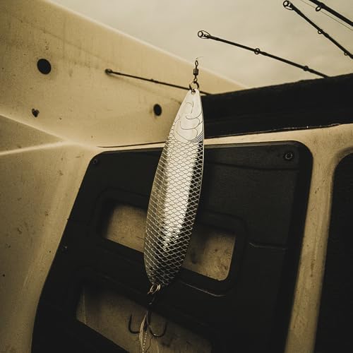 6th Sense Magnum Spoon 170 – Bass Fishing Lure | 7" Oversized Flutter Spoon with Flat-Fall Action, Feathered Treble Hook, and Premium Rust-Resistant Components (Chrome Shad)