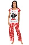 Disney Womens Minnie and Mickey Mouse Perfect In Every Way Long Ladies Pyjama Set (20-22) Red