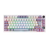 MechLands AK820 PRO 75% Mechanische Tastatur, QWERTZ Deutsches Layout, 3 Modi Drahtlose Tastatur mit TFT-Bildschirm & Cremiger Dichtungsstruktur, Hot-Swap-fähig, RGB, NKRO für Win/Mac (Weiß)