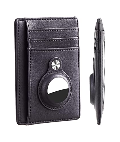 Tudetic - Cartera Tarjetero con Soporte AirTag Integrado - Seguridad y Localización para Tus Objetos de Valor - Máxima Protección y Rastreo GPS (Negro)