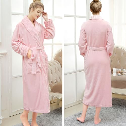 Image of Hellomamma Long Bath Robe for Womens Plush Soft Fleece Bathrobes Nightgown Ladies Pajamas Sleepwear Housecoat