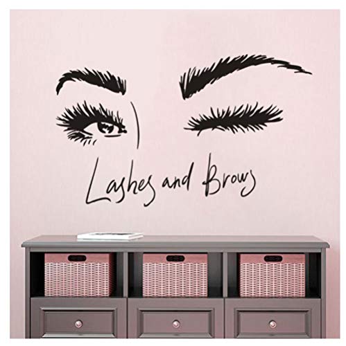 Preisvergleich Produktbild Ccfqiangtie Wimpern Und Augenbrauen Zeichen Wandaufkleber Beauty Salon Wimpern Wandkunst Abziehbilder Wink Augen Vinyl Fenster Wandbilder Wimpern Studio Dekor 57X21Cm