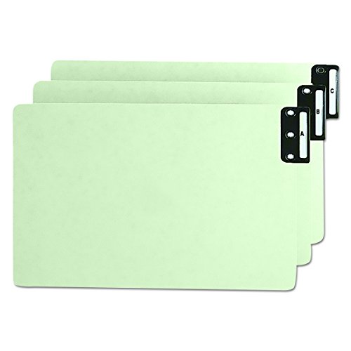 Smead 63276 Pressboard End Tab Guides, Vertical Metal Tabs, A-Z, Legal, Green, 25/Set