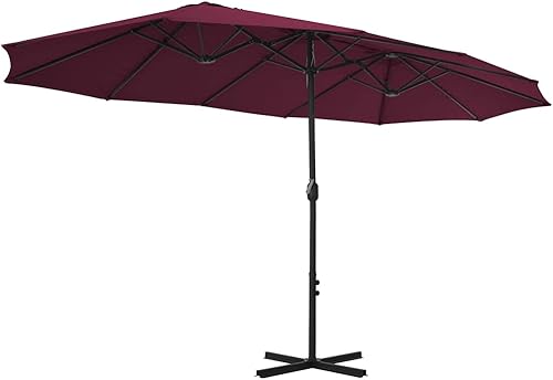 Miniatura 3 de vidaXL Parasol extra grande para exteriores, toldo de poliéster con protección UV y resistente a la decoloración con poste de aluminio, mecanismo de