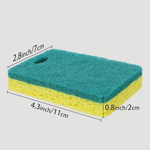 Image of 6 Pack Scrub Sponge, Bulk Sponges, Dual-Sided Cleaning Sponges, Dishwashing Sponge for Kitchen, Bathroom, Dish 4.3 inchx2.8 inchx0.8 inch Green Yellow