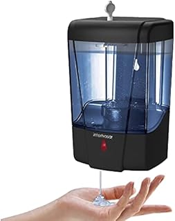 interhasa! Hand Sanitizer Dispenser Wall Mounted Automatic Commercial Liquid Soap Dispenser Liquid/Gel Touchless Hand Soap Sanitizer Dispenser for Kitchen Bathroom 600ml/20oz (Black)