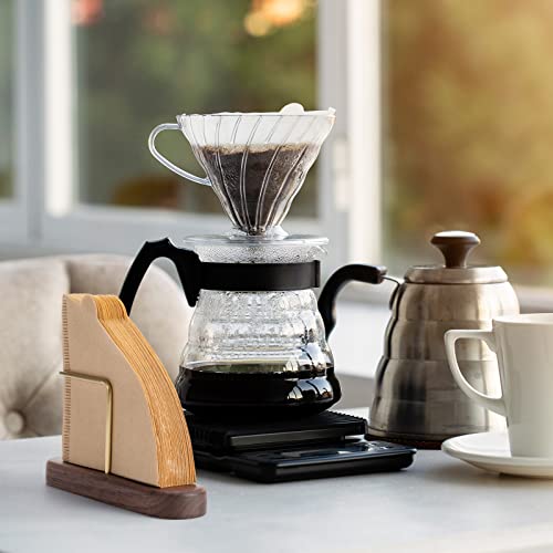Jumperlay Stand Coffee Filter Holder, Walnut And Brass Coffee Filter Storage Container, Coffee Filter Dispenser For V60 Cone Paper Coffee Filters Size 01 And 02 #TOP5