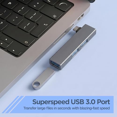 Image of UNIGEN 3-in-1 Type-C OTG USB Hub | 1 X USB 3.0 & Dual USB 2.0 Ports | 5 Mbps Fast Data Transfer | Multiport Adapter for MacBook, Laptop, Windows PC, Android Phones | Metal Body | Grey
