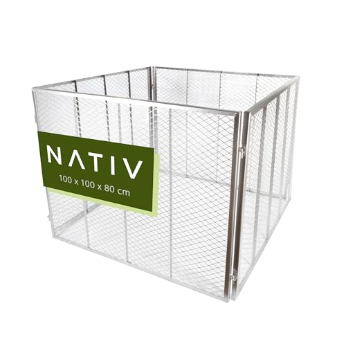 NATIV Garten Metallkomposter 100x100x80 cm galvanisiert, Komposter mit 800 Liter Volumen, Drahtkomposter für eigenen Kompost, Metall Komposter als Kompostsieb nutzbar, Kompostierer