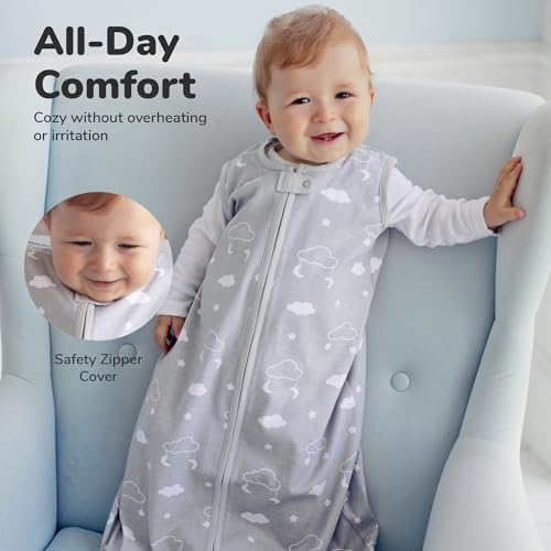 Image of Organic Cotton Baby Wearable Blanket 1.0 TOG Sleep Sack 6-12 Months 1-Pack | Breathable, Lightweight, Soft, 100% Organic Cotton, GOTS & OEKO-TEX Certified, Baby Essential by Mama Cheetah