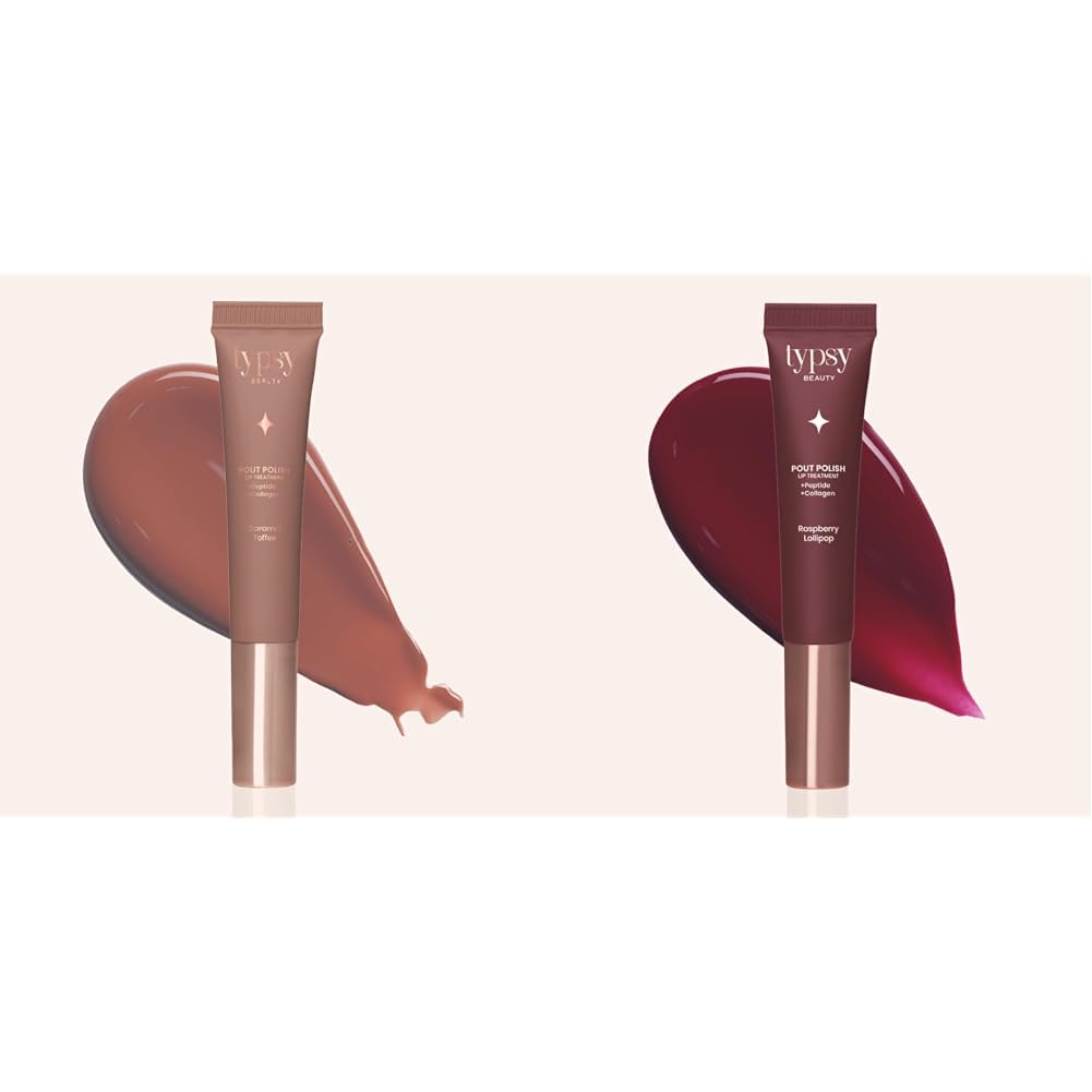 Typsy Beauty Pout Polish Peptide Lip Balm with Cooling Metal Tip Applicator, Raspberry Lollipop & Caramel Toffee Combo for Dry, Chapped and Dark Lips, 8g-image-39
