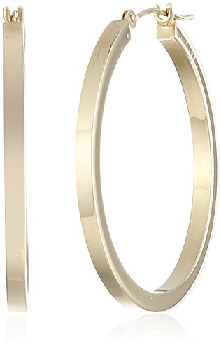 14k Yellow Gold Square Hoop Earrings, (1.2