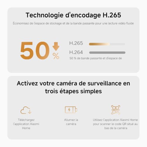 XIAOMI C301 Caméra Intérieure, 2K 3MP à 360°, Caméra de Surveillance