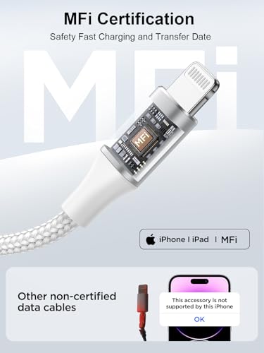 USB C to Lightning Cable 10FT [Apple MFi Certified] Long iPhone Fast Charger USB C Power Delivery Type C to Lightning Braided USBC to Lightning Cable for iPhone 14 13 12 11 Pro Max X XS XR 8 7 6s Plus