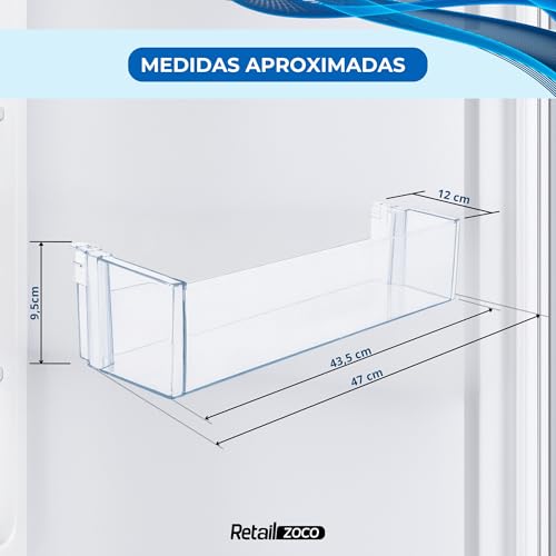 Estante Botellero Frigorífico compatible con Bosch, Botellero inferior para la nevera, código original 00744473, 11023872 compatible con 00705901, Sin Logo, Dimensiones 442 mm x 124,9 mm x 100 mm - Imagen 6