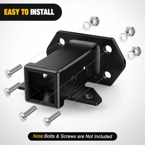 Image of Nilight Bolt-On Tube Receiver 2 inch Base with Arm Hook for Towing and Hauling
