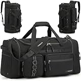 TONRUYN 3 in 1 Reisetasche Herren 50L Große Sporttasche mit Schuhfach Nassfach Isoliertem Fach als Rucksack tragbar Weekender Duffel Bag für Reisen Fitness Schwimmen Sauna, Schwarz