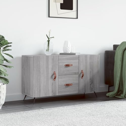ULUYYUC Credenza, Mobile Corridoio Stretto E Lungo Mobile Camera Da Letto Vetrinetta Espositiva Mobiletto Basso Adatto per Ufficio Balcone Bagno Cucina Grigio Sonoma 100x36x60 cm in Legno Multistrato