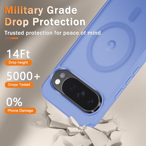 Image of for Google Pixel 10 /10 Pro Case, Matte Magnetic Phone Cover [with 1 Screen Protector] [Support for MagSafe] [Shockproof Military Grade Protection] Translucent Frosted Back, Purple