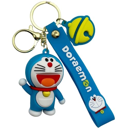 AUTOZOCO Llavero Doraemon silicona, Goma, Llavero de Figura de Doraemon, dibujo animado, 6 cm, Silicona