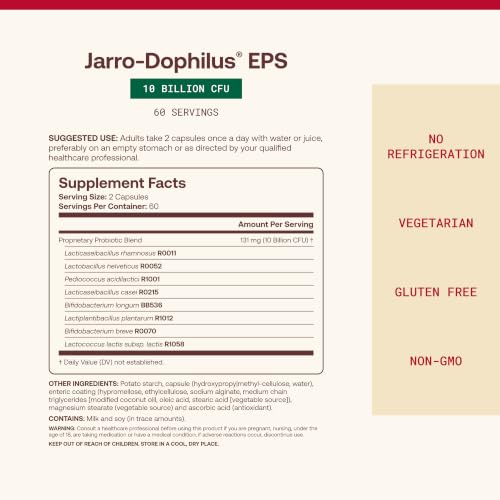 Image of Jarrow Formulas Jarro Dophilus Probiotics 10 Billion CFU - Probiotic Supplement Capsules for Digestive Health & Gut Health for Women and Men, 120 Veggie Capsules, Up to 60 Days, Shelf Stable