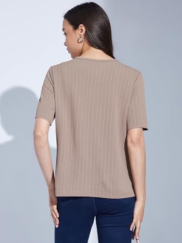 Image of Selvia Women's Solid Regular Fit T-Shirt