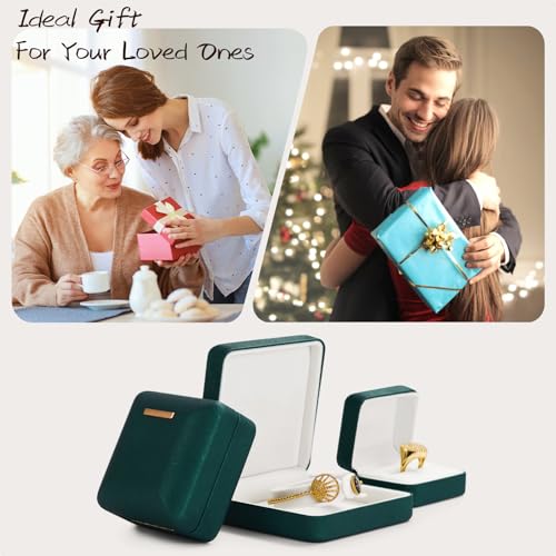 Emeralds Necklace Gift Box Leather Necklace Boxes for Jewelry Gift Velvet Interior for Anniversary Christmas Wedding Birthday Gifts