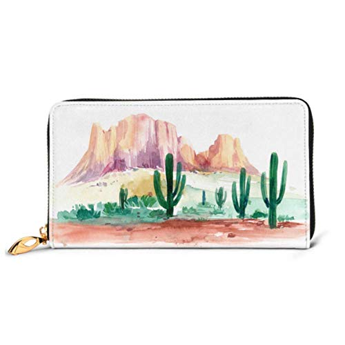 Preisvergleich Produktbild JHGFG Mode Handtasche Reißverschluss Brieftasche Wüste Südamerika Kakteen Prärie Landschaft Telefon Kupplung Geldbörse Abendkupplung Blockieren Leder Brieftasche Multi Card Org