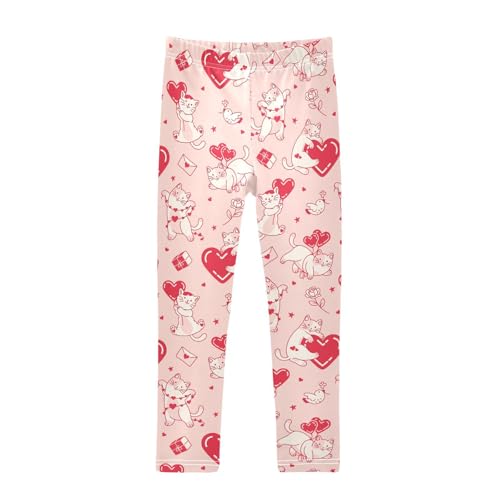 Girls Leggings Lovely Cats with Hearts Toddler Girls Clothes Leggings for Girls Toddler Girls Leggings 3-4T
