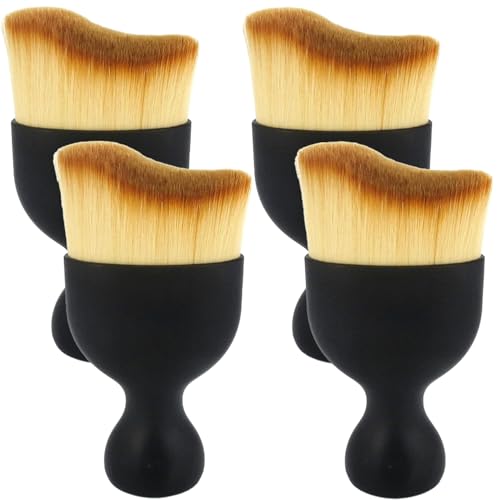 ZIOYANE Lot de 4 brosses douces de nettoyage pour intérieur de voiture, brosses de nettoyage de la poussière en fibre à poils doux pour nettoyage et maquillage de voiture (noir)