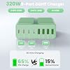 320W USB C Charger Block, 8-Port USB C Charging Station PD 65W PC Laptop Fast Charger Adapter for MacBookPro/Air,DELL,iPad,Portable Charging Station for iPhone,Samsung Galaxy (Green)